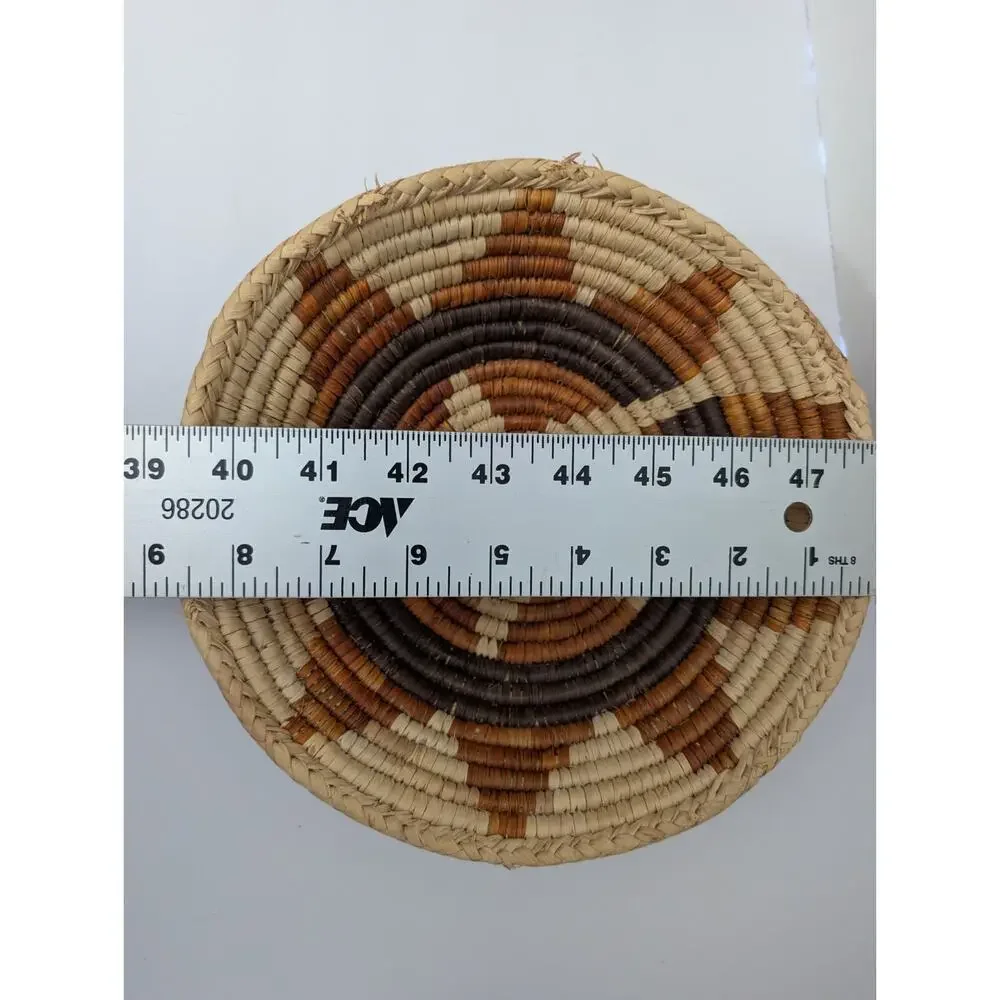 Vintage Handwoven Native American Southwest Coil Basket Star Pattern Bowl